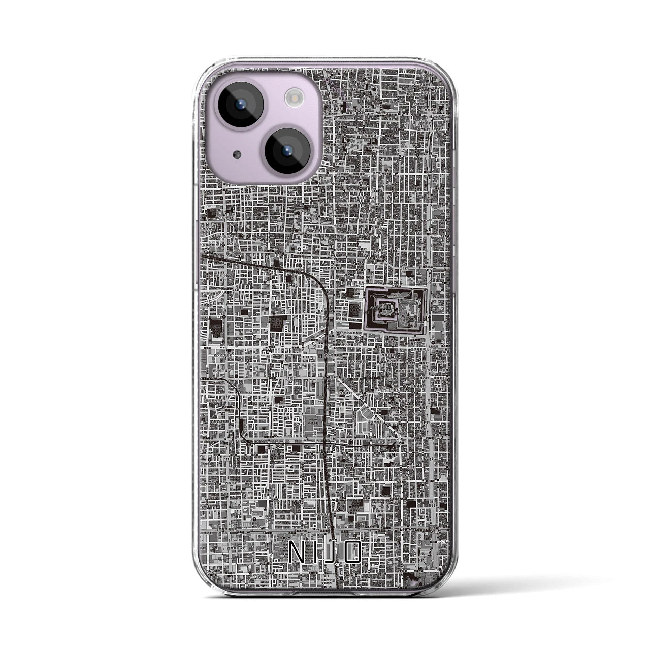 【二条(京都府)】地図柄iPhoneケース(クリアタイプ)