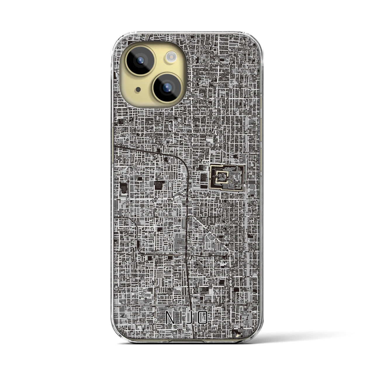 【二条(京都府)】地図柄iPhoneケース(クリアタイプ)