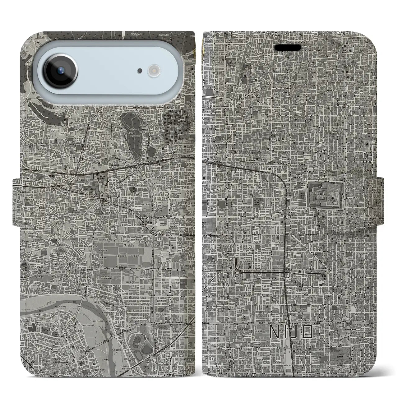 【二条(京都府)】地図柄iPhoneケース(手帳タイプ)