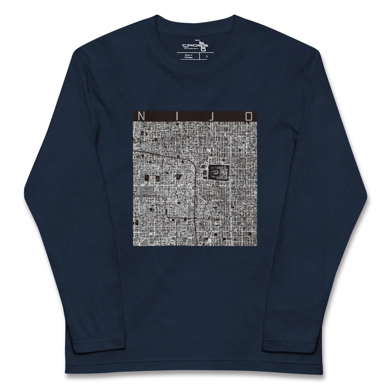 【二条(京都府)】地図柄ロングスリーブTシャツ