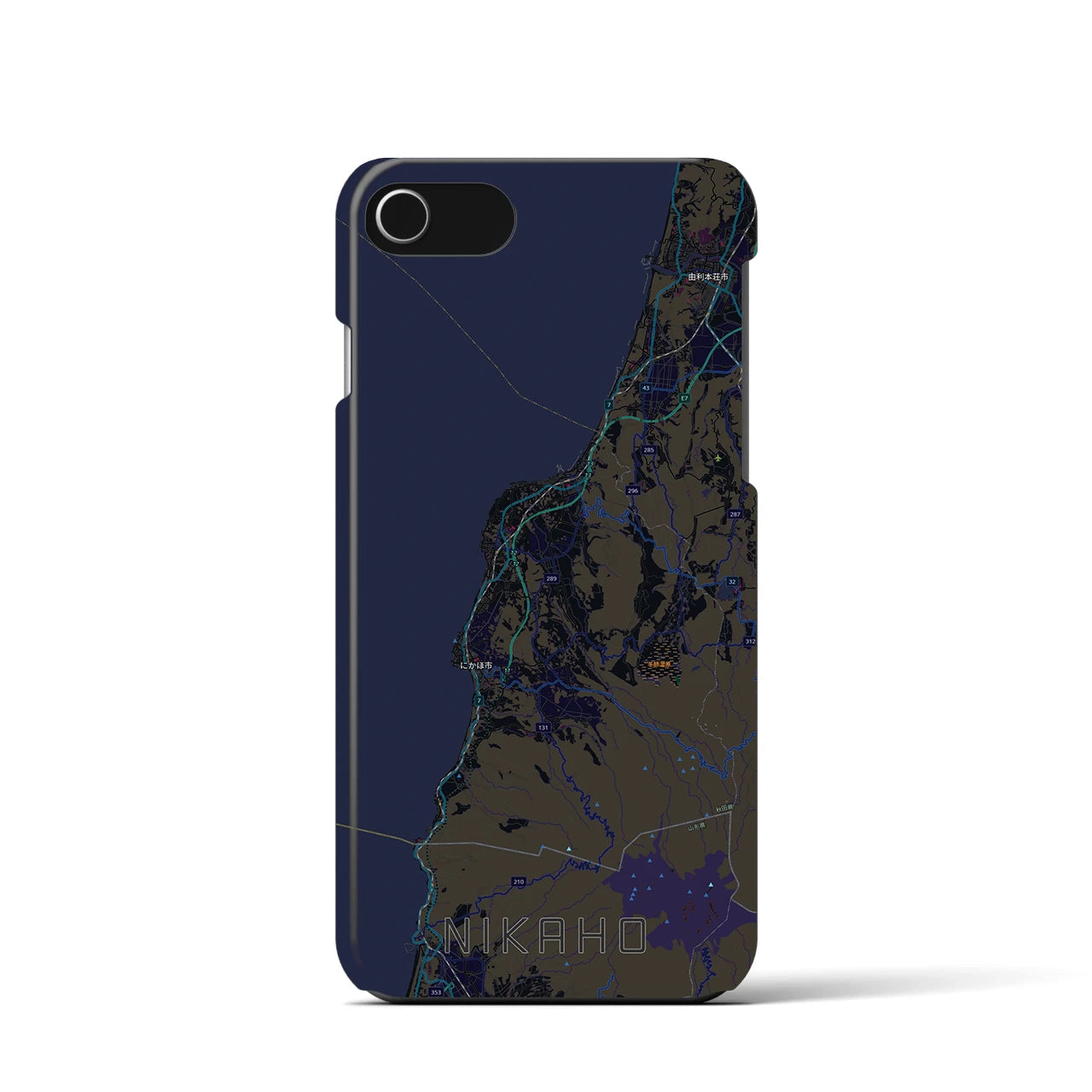 【にかほ(秋田県)】地図柄iPhoneケース(バックカバータイプ)