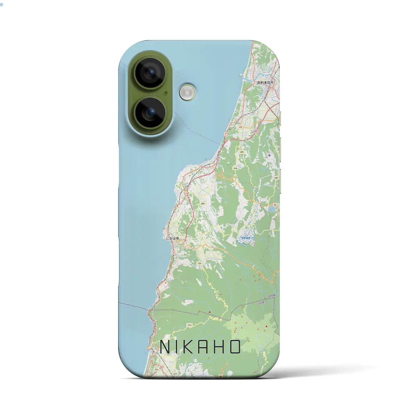 【にかほ(秋田県)】地図柄iPhoneケース(バックカバータイプ)