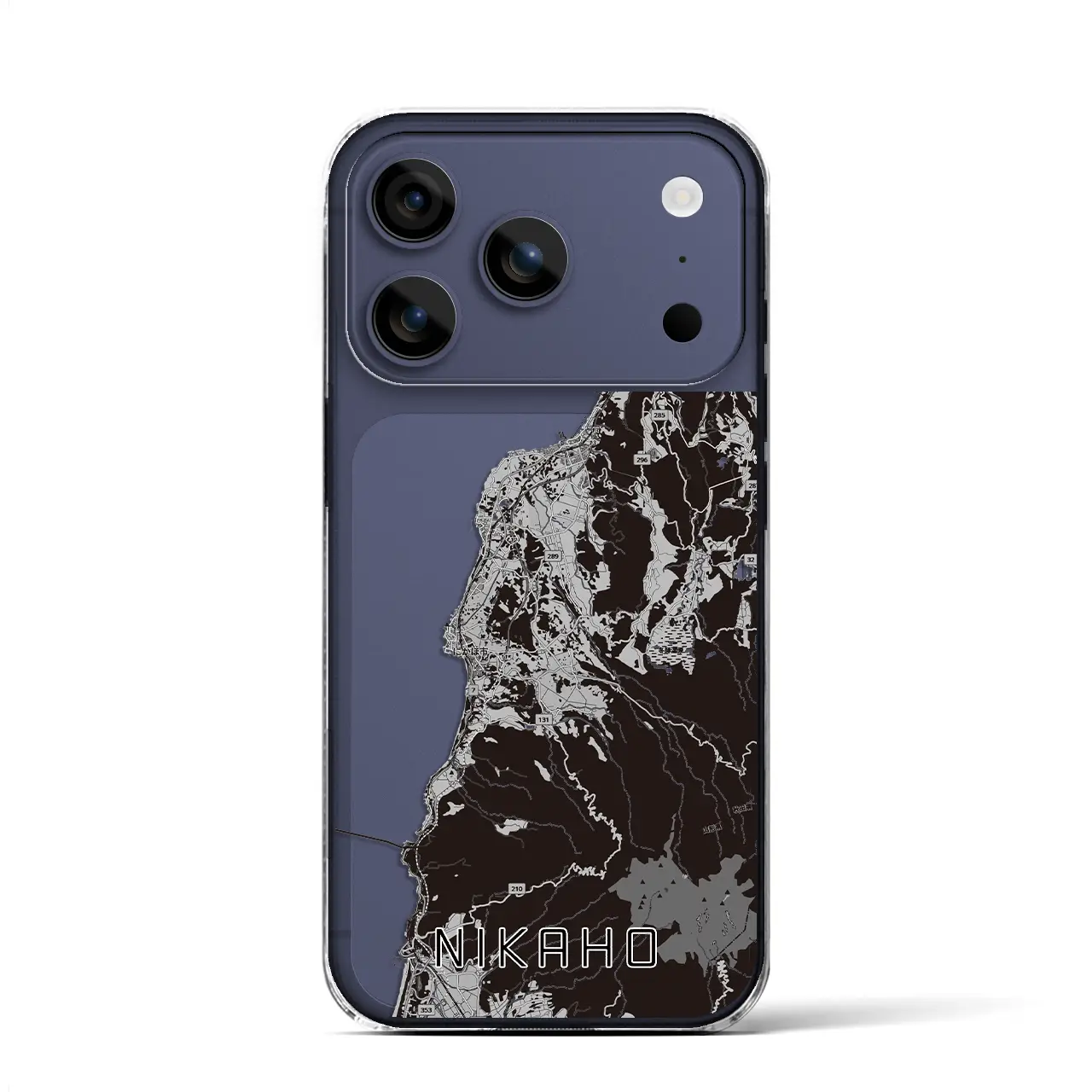【にかほ(秋田県)】地図柄iPhoneケース(クリアタイプ)モノトーン・iPhone 17 Pro Max 用