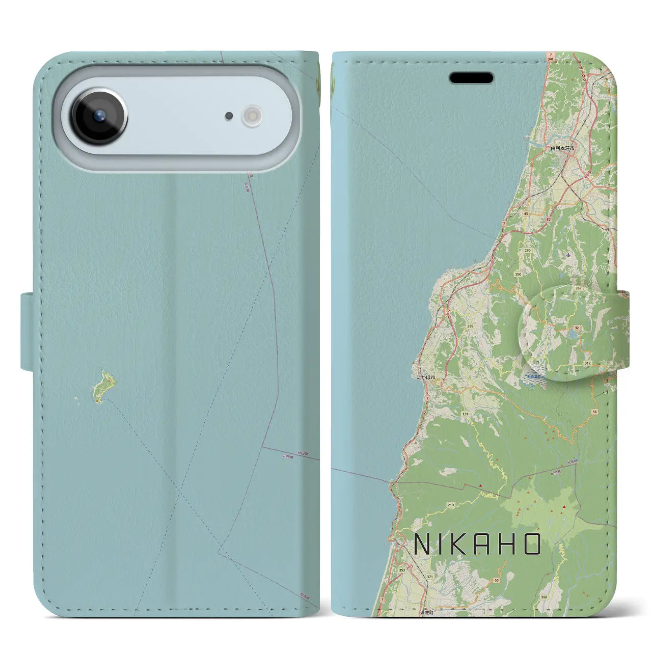 【にかほ(秋田県)】地図柄iPhoneケース(手帳タイプ)
