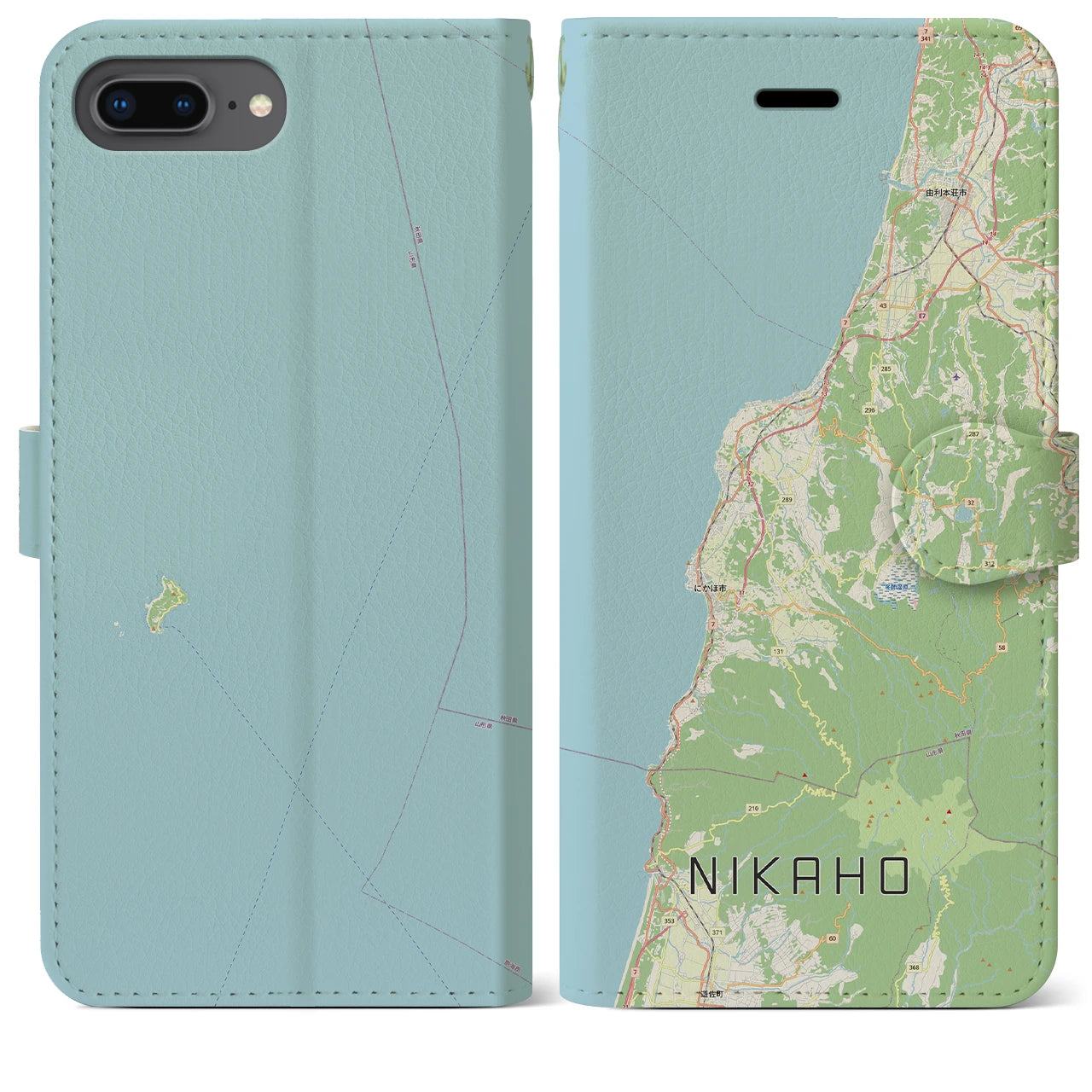 【にかほ(秋田県)】地図柄iPhoneケース(手帳タイプ)