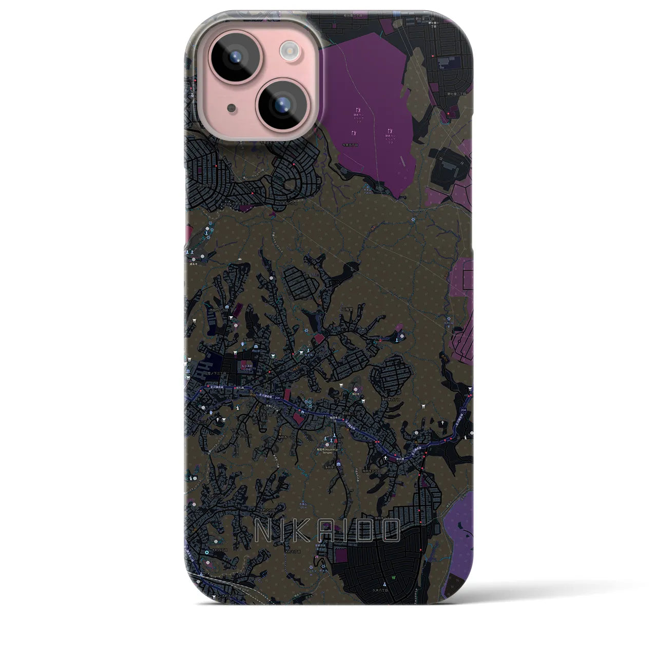 【二階堂(神奈川県)】地図柄iPhoneケース(バックカバータイプ)