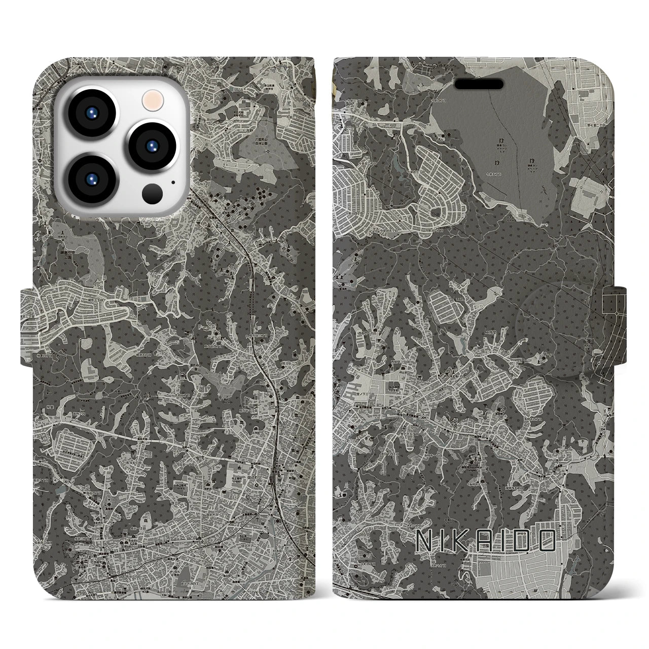 【二階堂(神奈川県)】地図柄iPhoneケース(手帳タイプ)