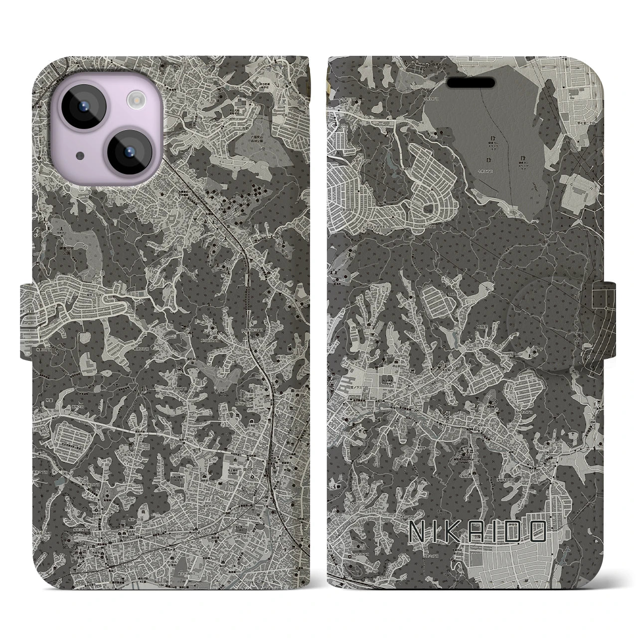 【二階堂(神奈川県)】地図柄iPhoneケース(手帳タイプ)