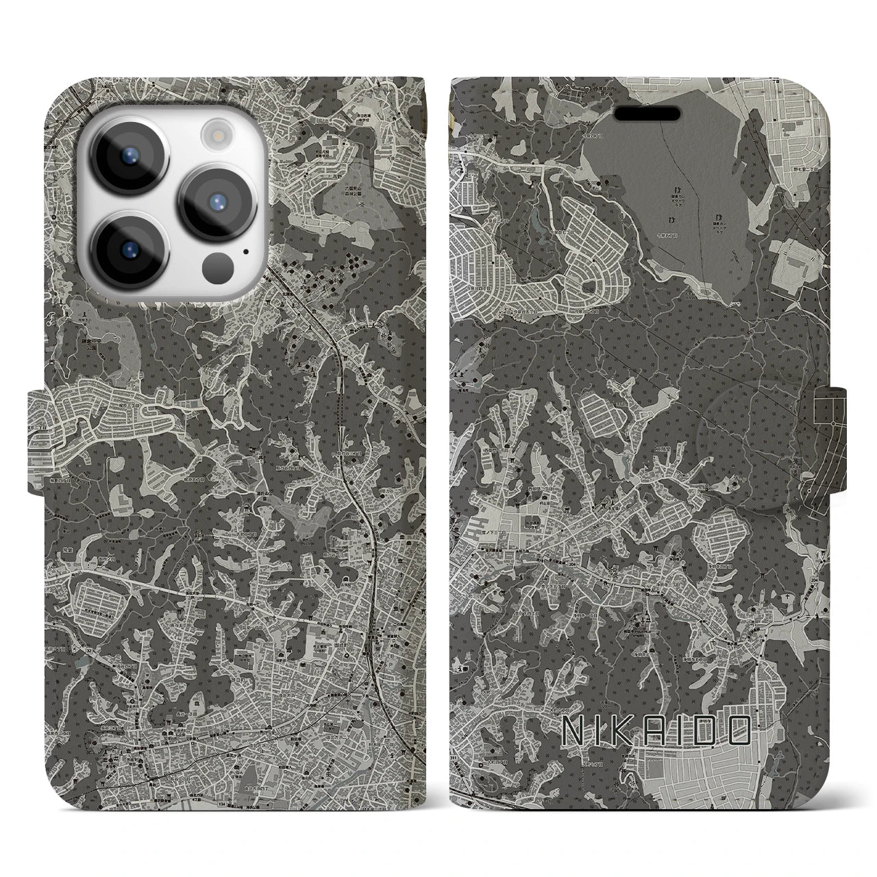 【二階堂(神奈川県)】地図柄iPhoneケース(手帳タイプ)