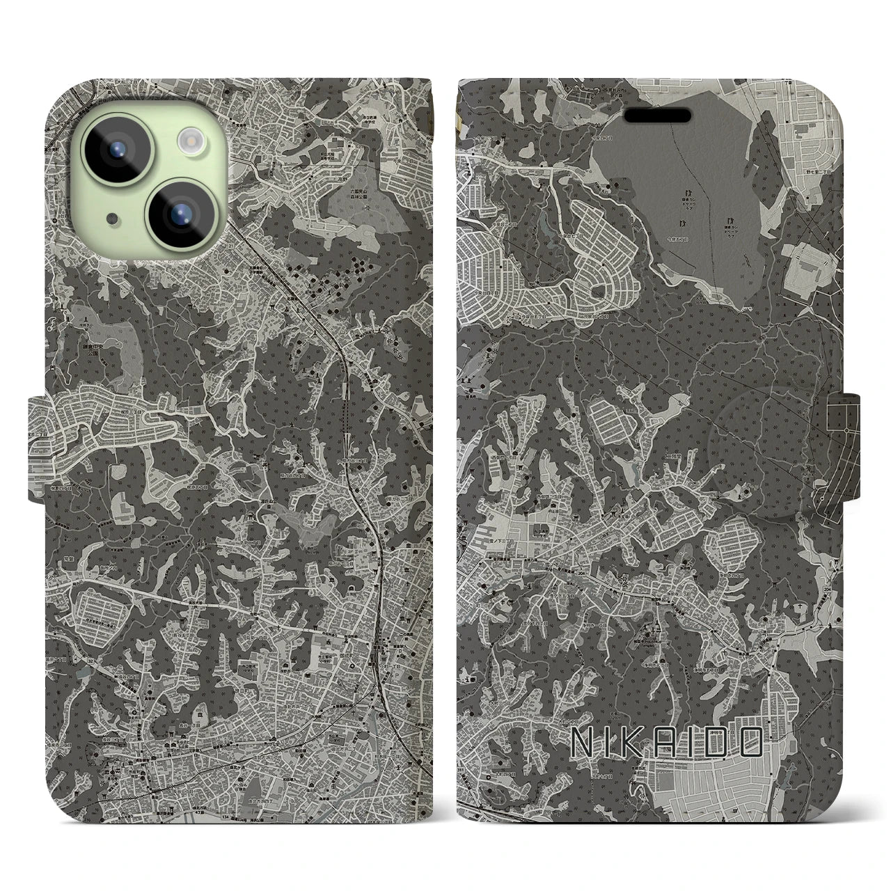 【二階堂(神奈川県)】地図柄iPhoneケース(手帳タイプ)