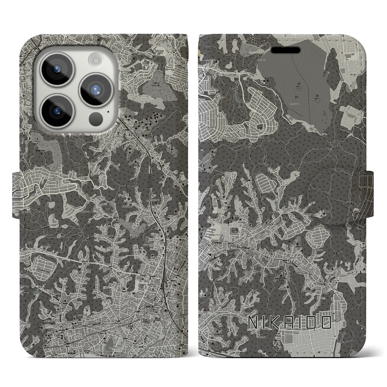 【二階堂(神奈川県)】地図柄iPhoneケース(手帳タイプ)