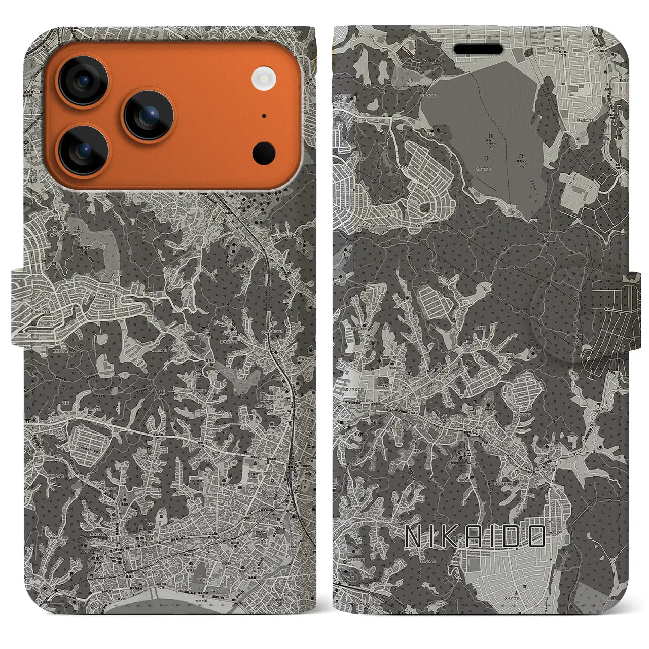 【二階堂(神奈川県)】地図柄iPhoneケース(手帳タイプ)