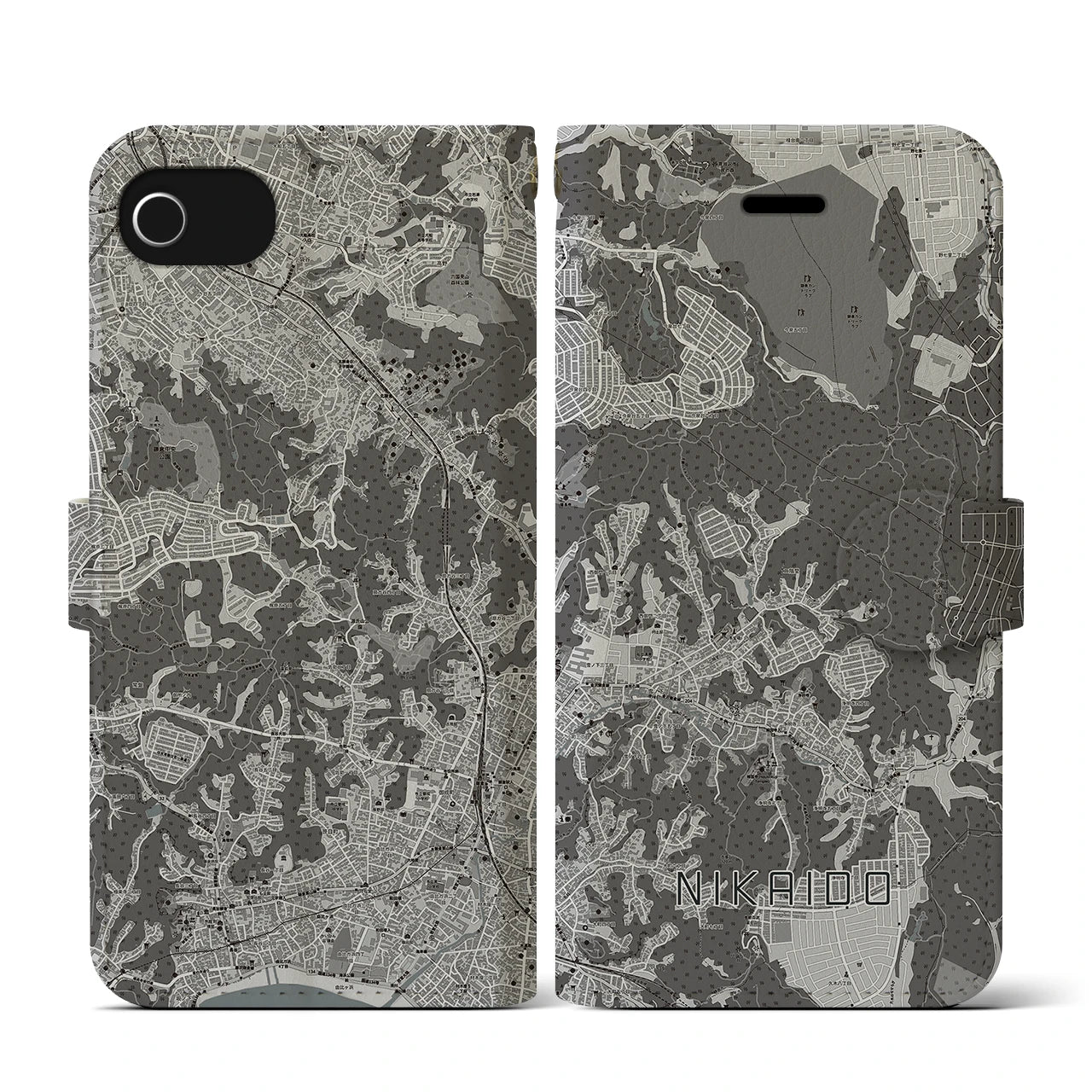 【二階堂(神奈川県)】地図柄iPhoneケース(手帳タイプ)