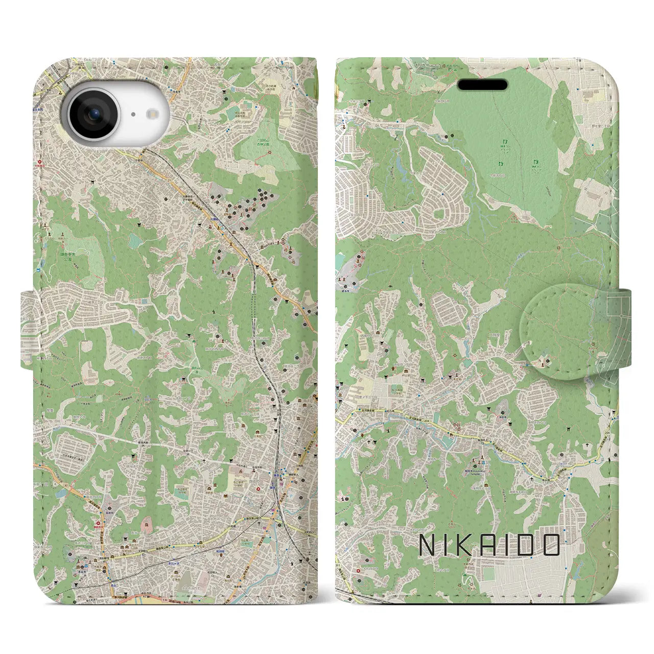 【二階堂(神奈川県)】地図柄iPhoneケース(手帳タイプ)