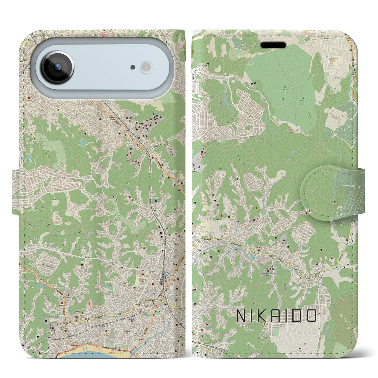 【二階堂(神奈川県)】地図柄iPhoneケース(手帳タイプ)