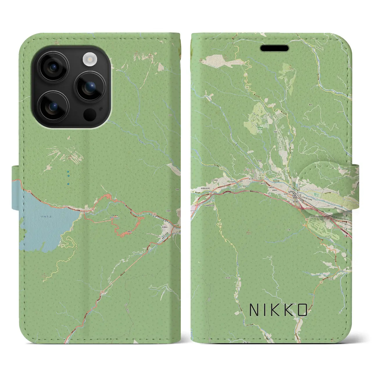 【日光(栃木県)】地図柄iPhoneケース(手帳タイプ)ナチュラル・iPhone 16 用