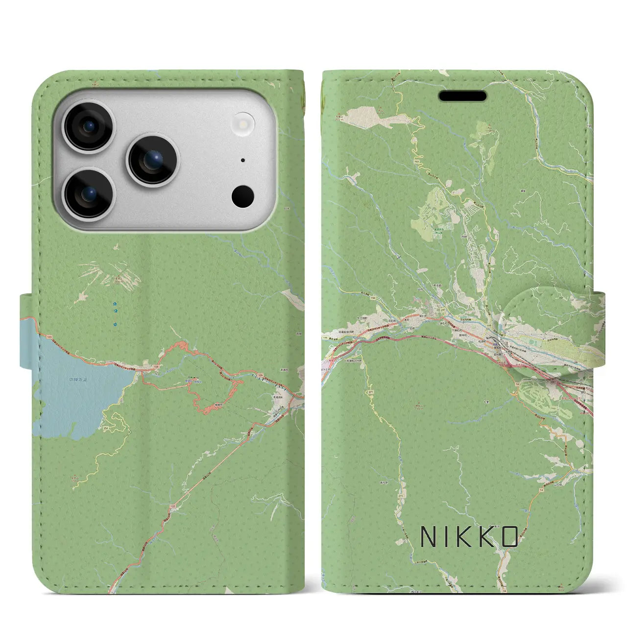 【日光(栃木県)】地図柄iPhoneケース(手帳タイプ)モノトーン・iPhone 17 Pro Max 用
