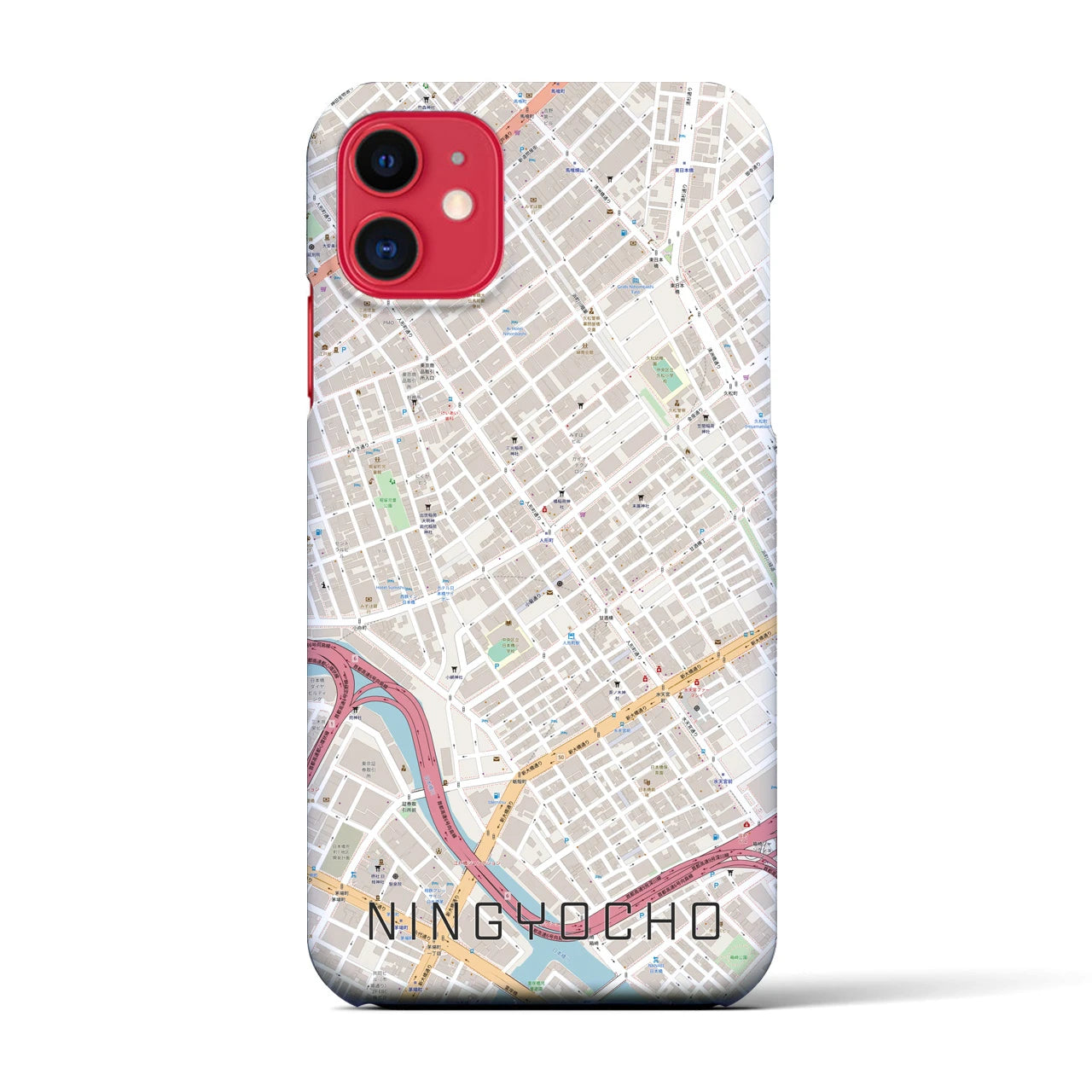 【人形町(東京都)】地図柄iPhoneケース(バックカバータイプ)