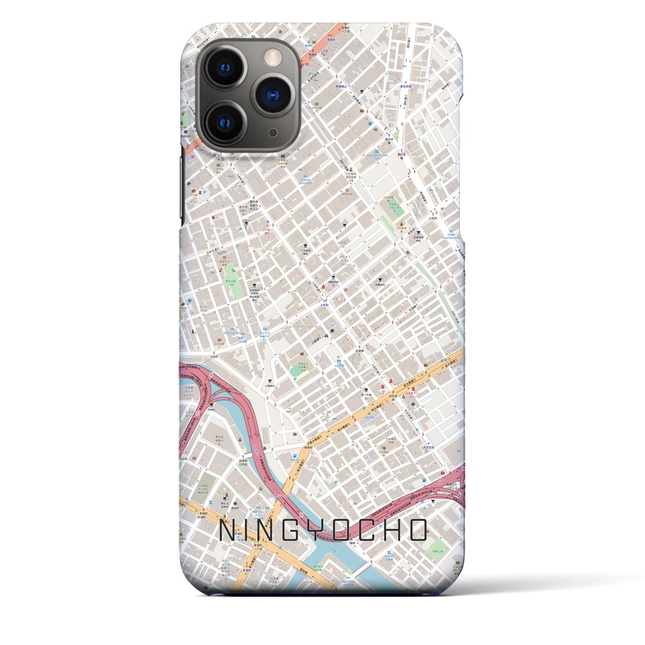【人形町(東京都)】地図柄iPhoneケース(バックカバータイプ)