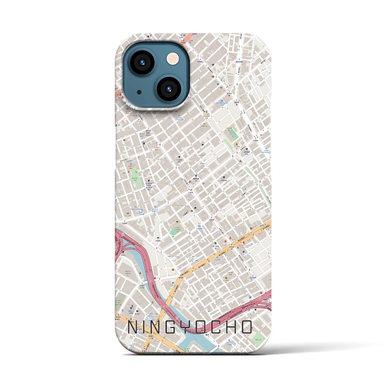 【人形町(東京都)】地図柄iPhoneケース(バックカバータイプ)