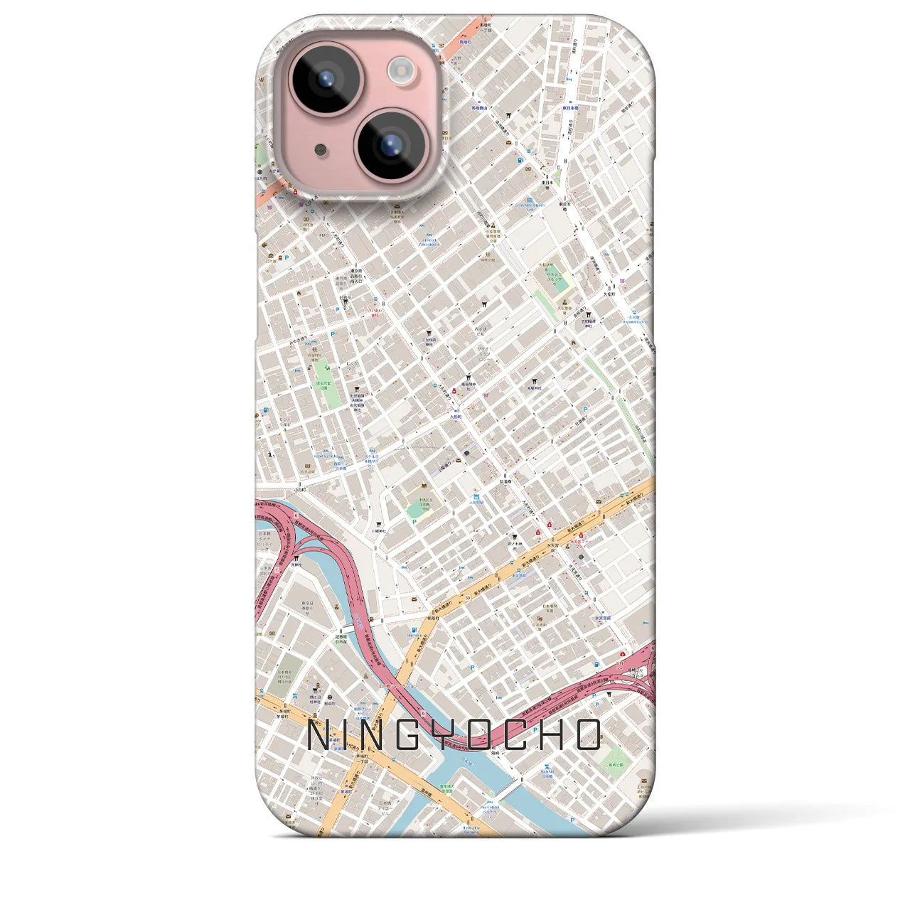 【人形町(東京都)】地図柄iPhoneケース(バックカバータイプ)