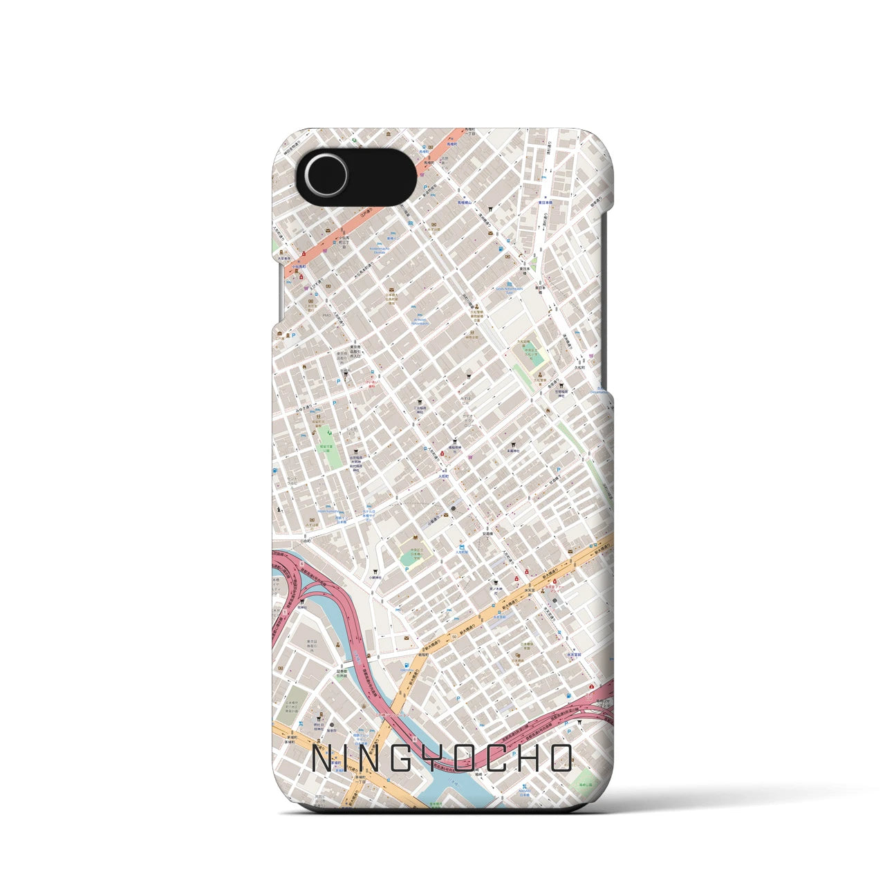 【人形町(東京都)】地図柄iPhoneケース(バックカバータイプ)