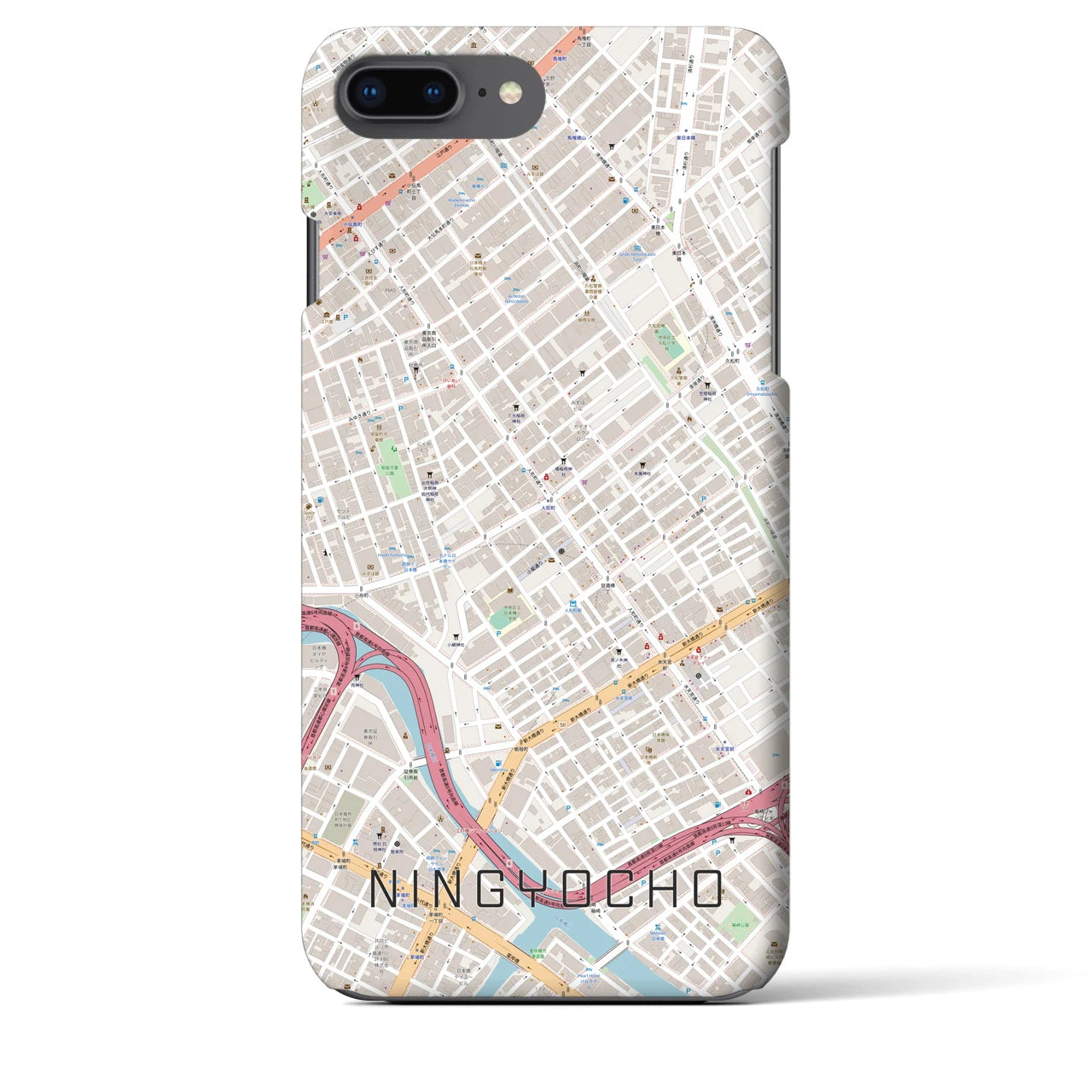 【人形町(東京都)】地図柄iPhoneケース(バックカバータイプ)