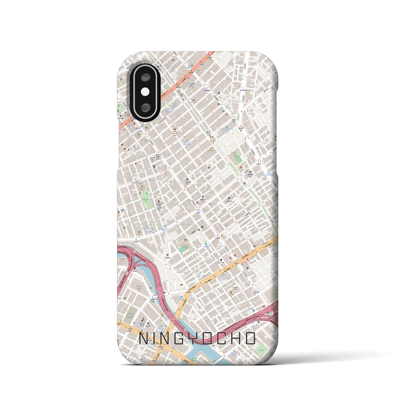 【人形町(東京都)】地図柄iPhoneケース(バックカバータイプ)