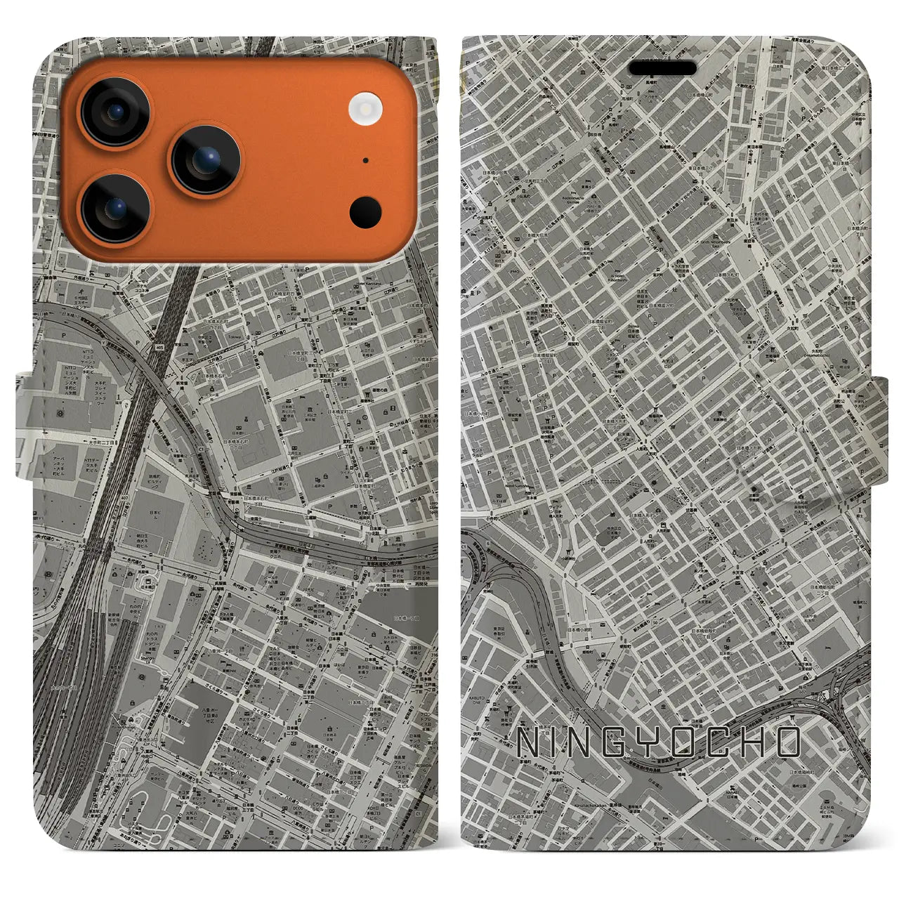 【人形町(東京都)】地図柄iPhoneケース(手帳タイプ)