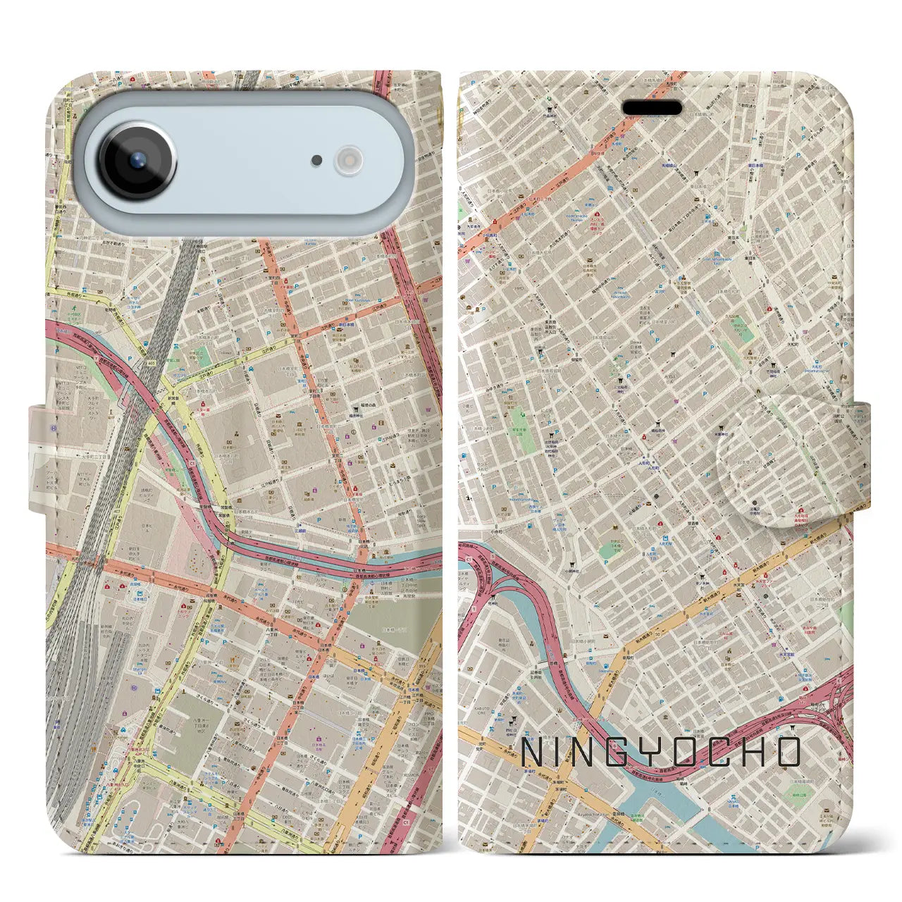 【人形町(東京都)】地図柄iPhoneケース(手帳タイプ)