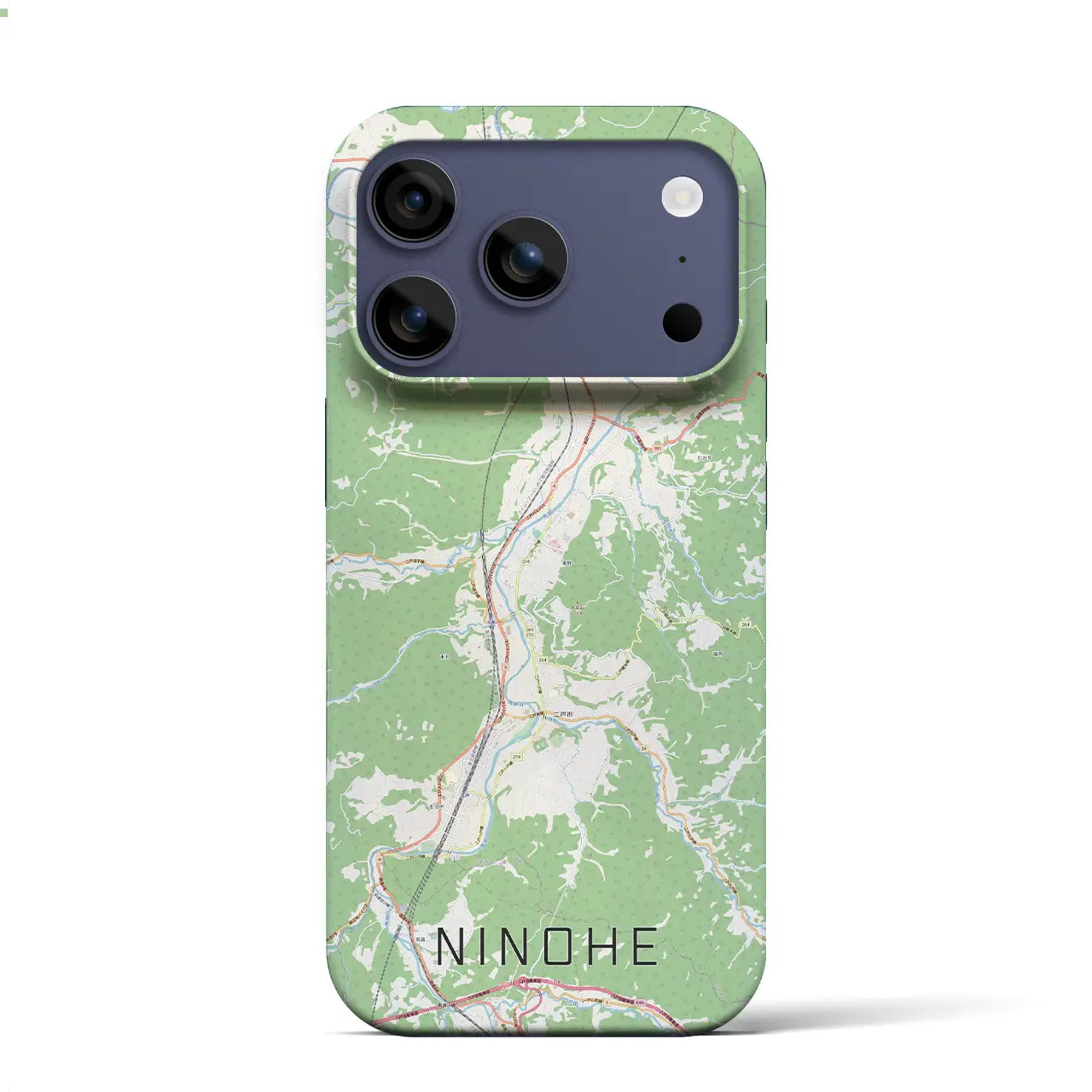 【二戸(岩手県)】地図柄iPhoneケース(バックカバータイプ)ブラック・iPhone 17 Pro Max 用