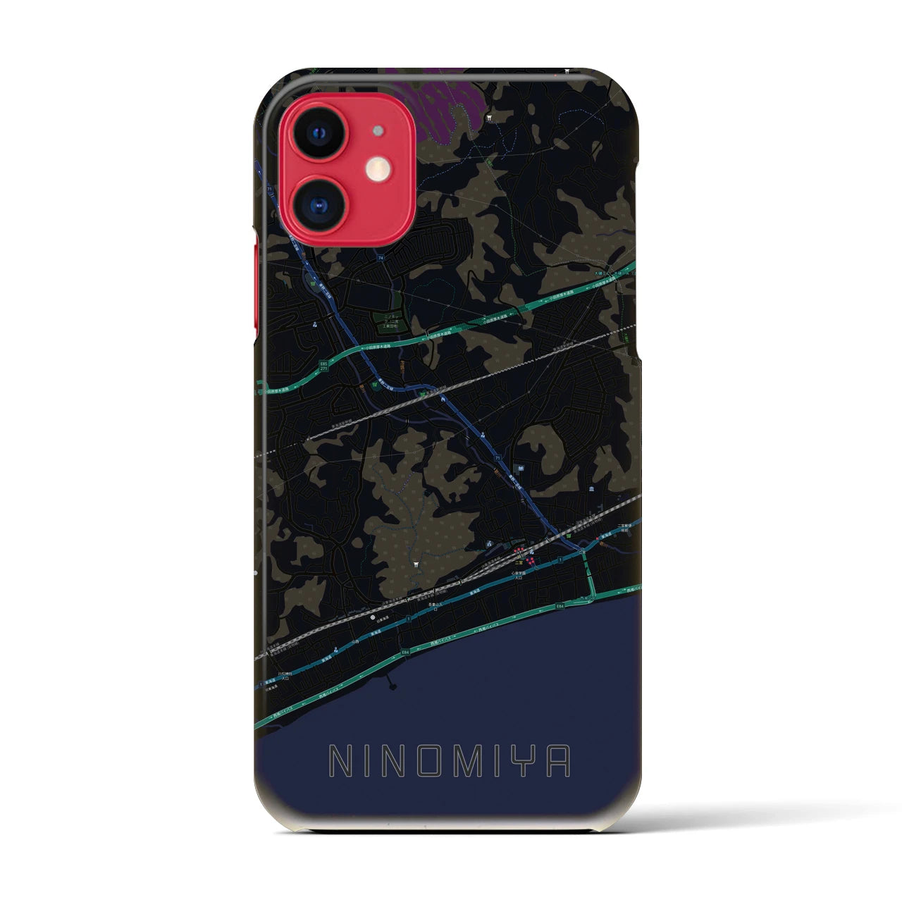 【二宮(神奈川県)】地図柄iPhoneケース(バックカバータイプ)