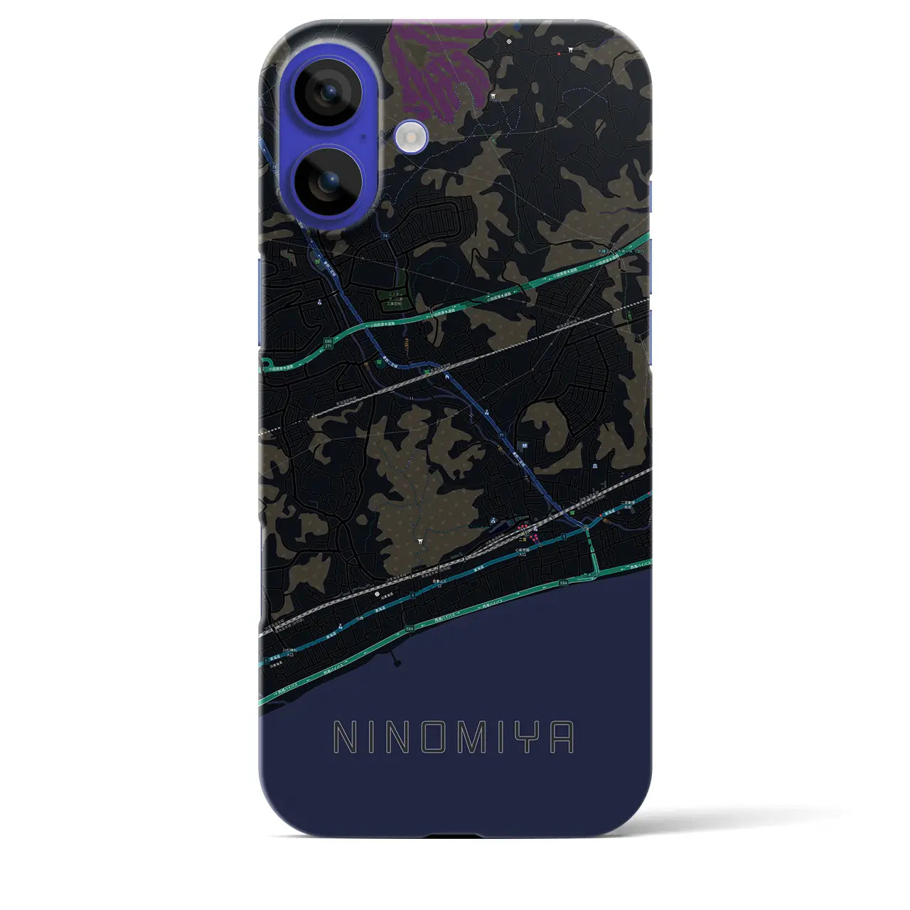【二宮(神奈川県)】地図柄iPhoneケース(バックカバータイプ)