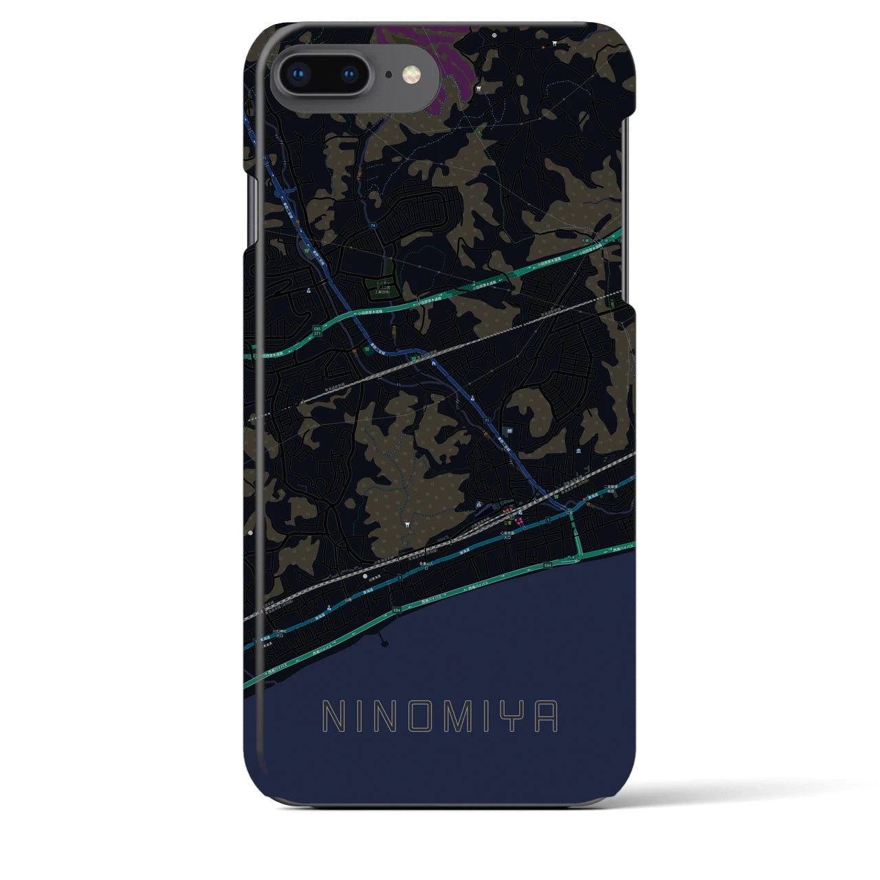 【二宮(神奈川県)】地図柄iPhoneケース(バックカバータイプ)