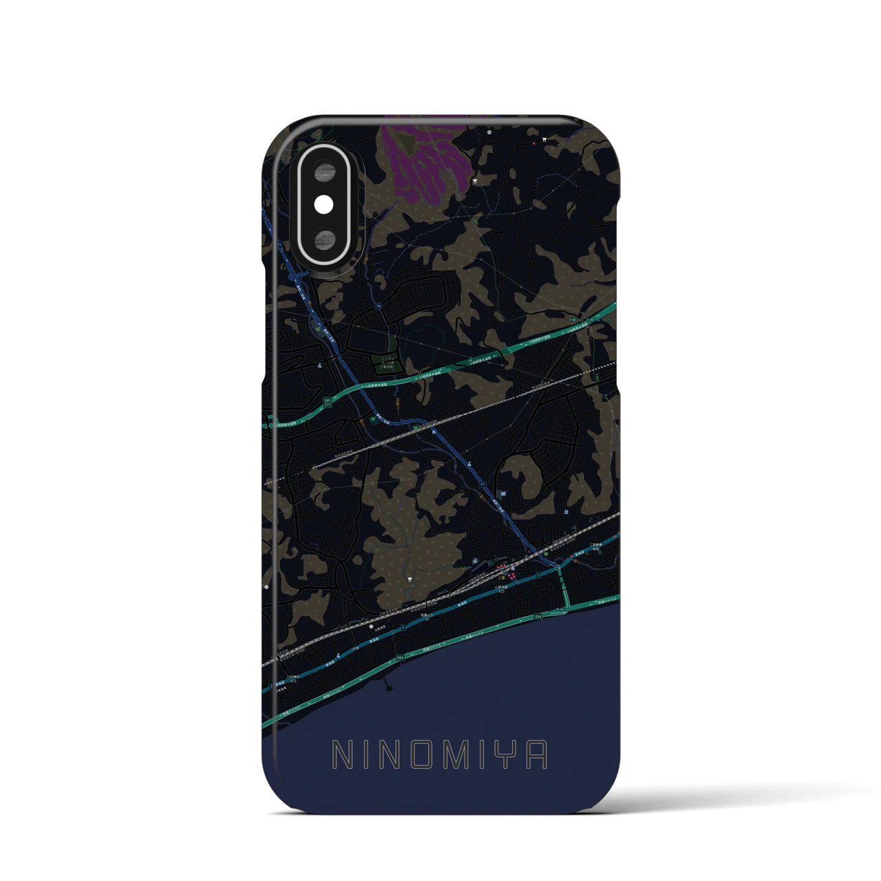 【二宮(神奈川県)】地図柄iPhoneケース(バックカバータイプ)