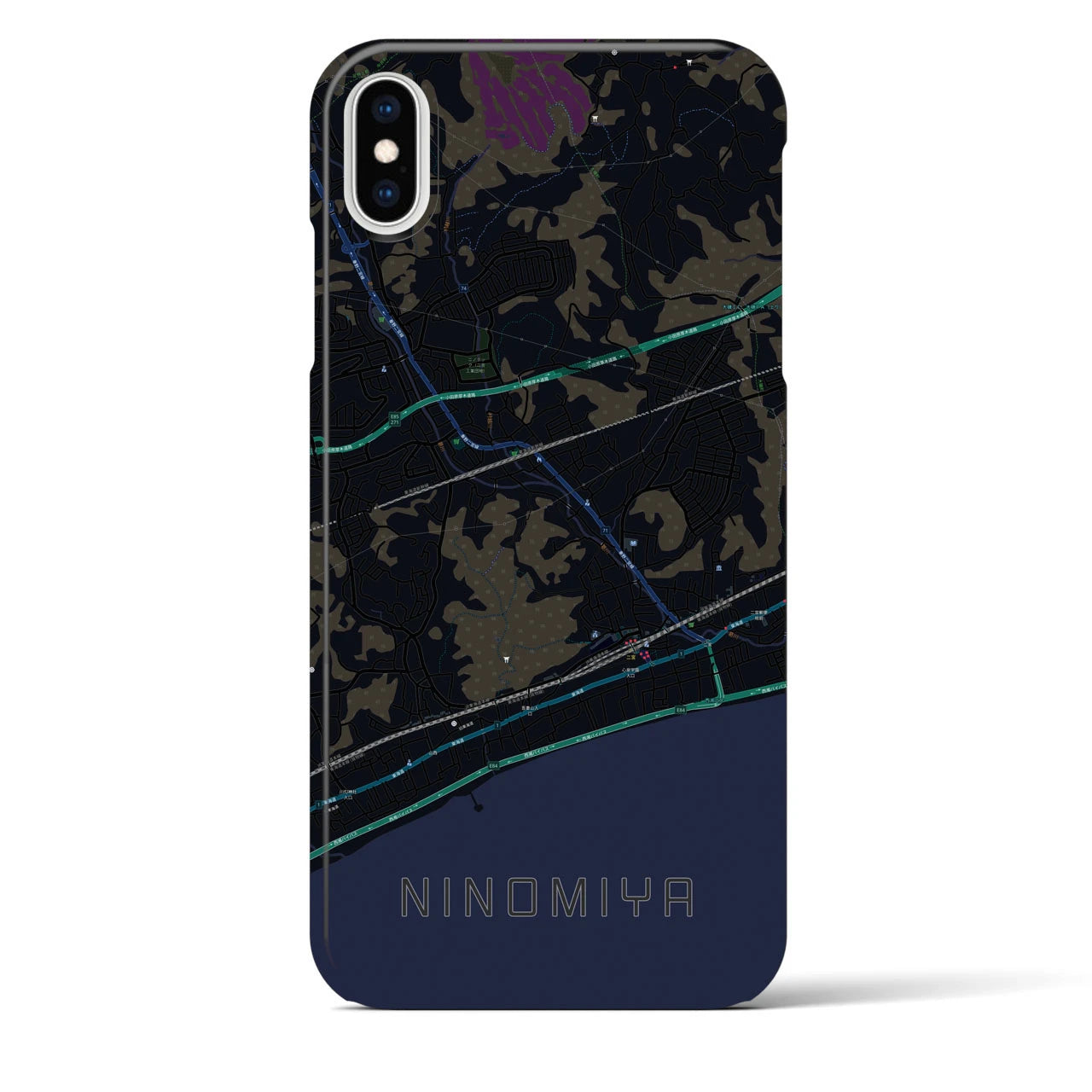 【二宮(神奈川県)】地図柄iPhoneケース(バックカバータイプ)