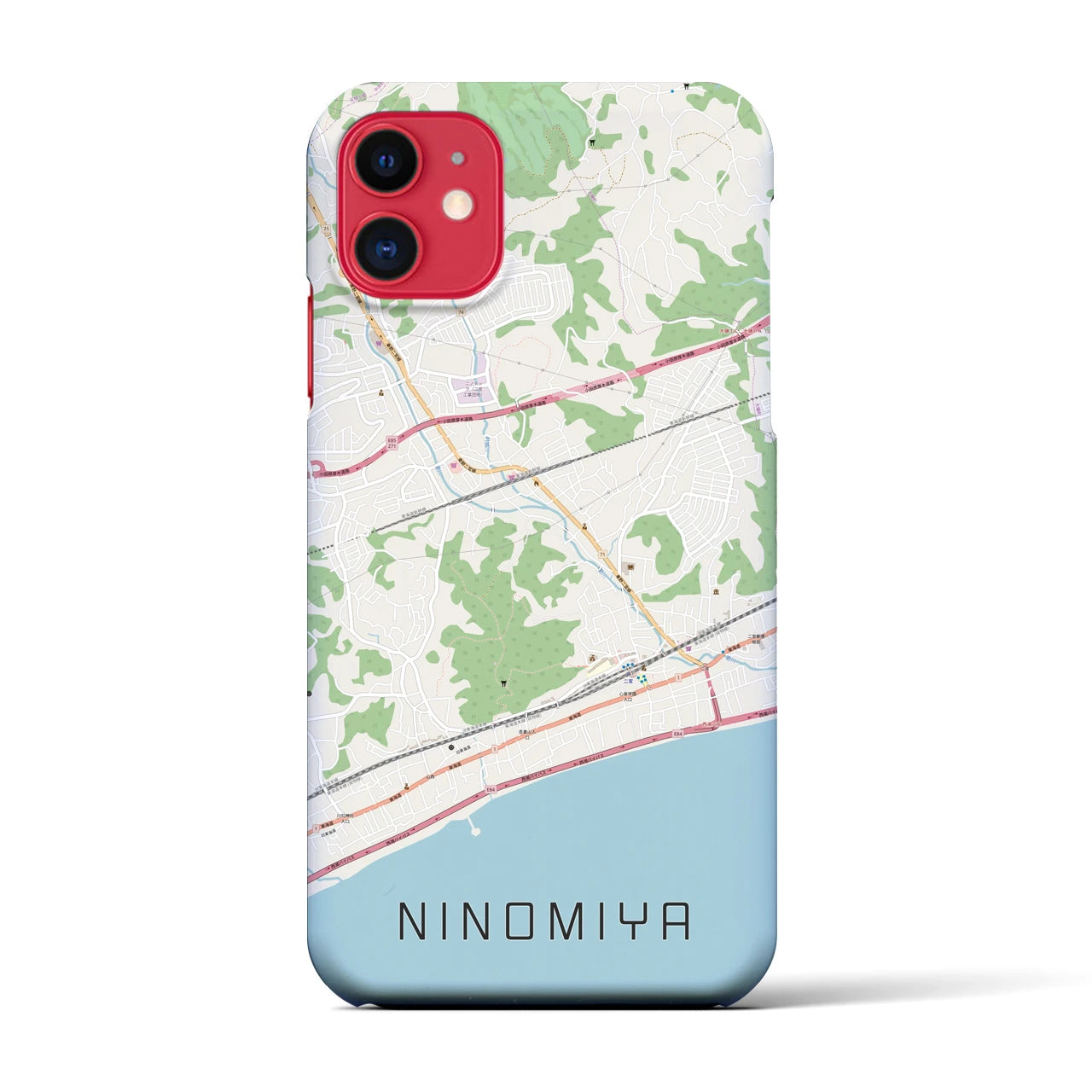 【二宮(神奈川県)】地図柄iPhoneケース(バックカバータイプ)