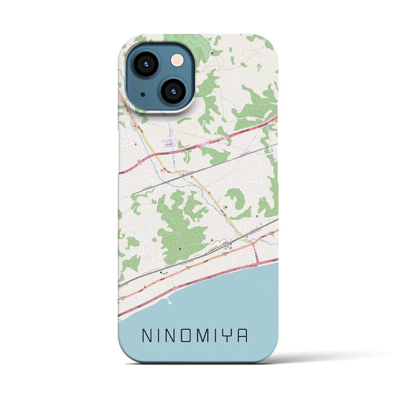 【二宮(神奈川県)】地図柄iPhoneケース(バックカバータイプ)