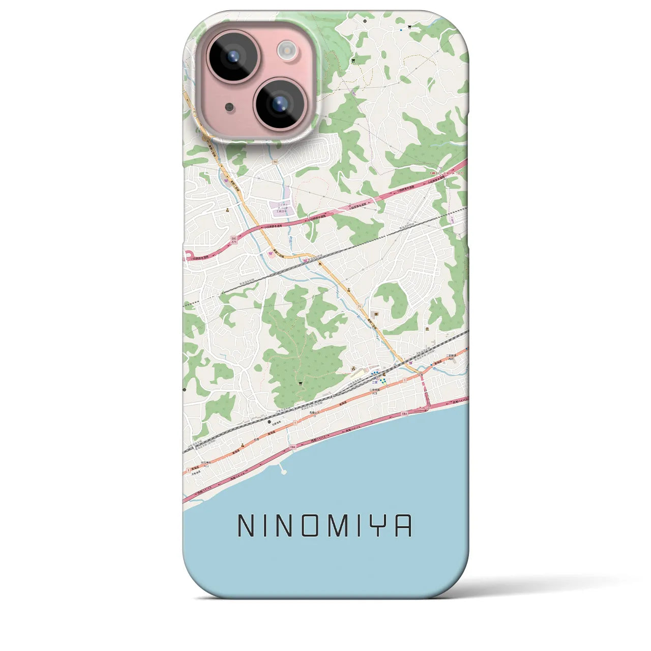 【二宮(神奈川県)】地図柄iPhoneケース(バックカバータイプ)