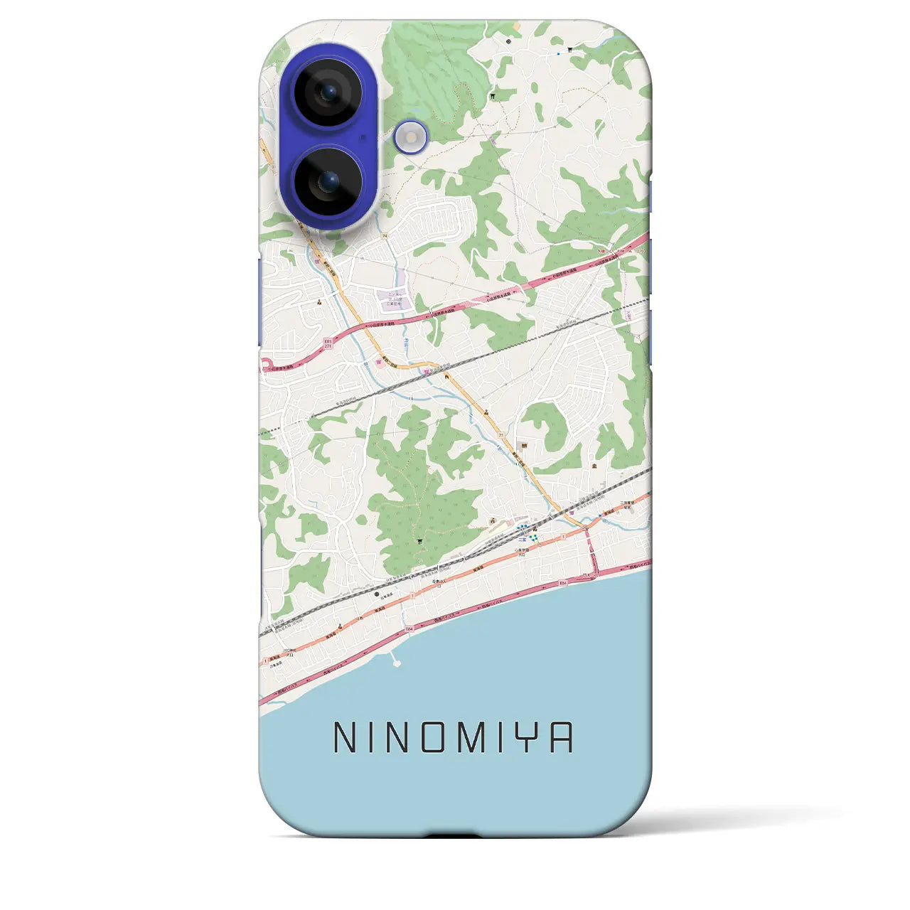 【二宮(神奈川県)】地図柄iPhoneケース(バックカバータイプ)ナチュラル・iPhone 16 Pro Max 用
