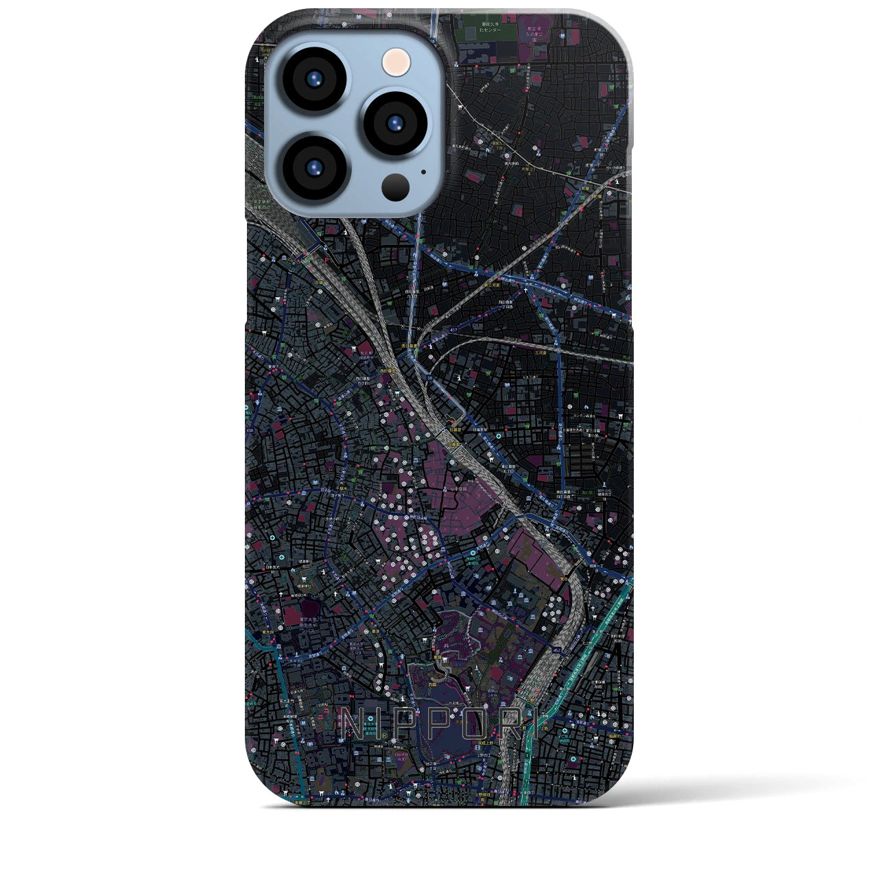 【日暮里(東京都)】地図柄iPhoneケース(バックカバータイプ)