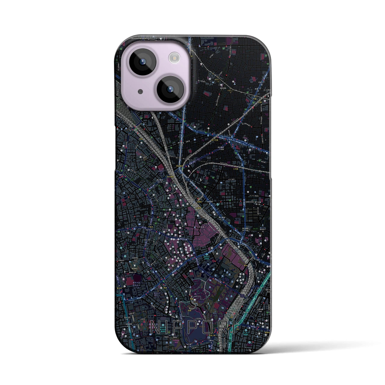 【日暮里(東京都)】地図柄iPhoneケース(バックカバータイプ)