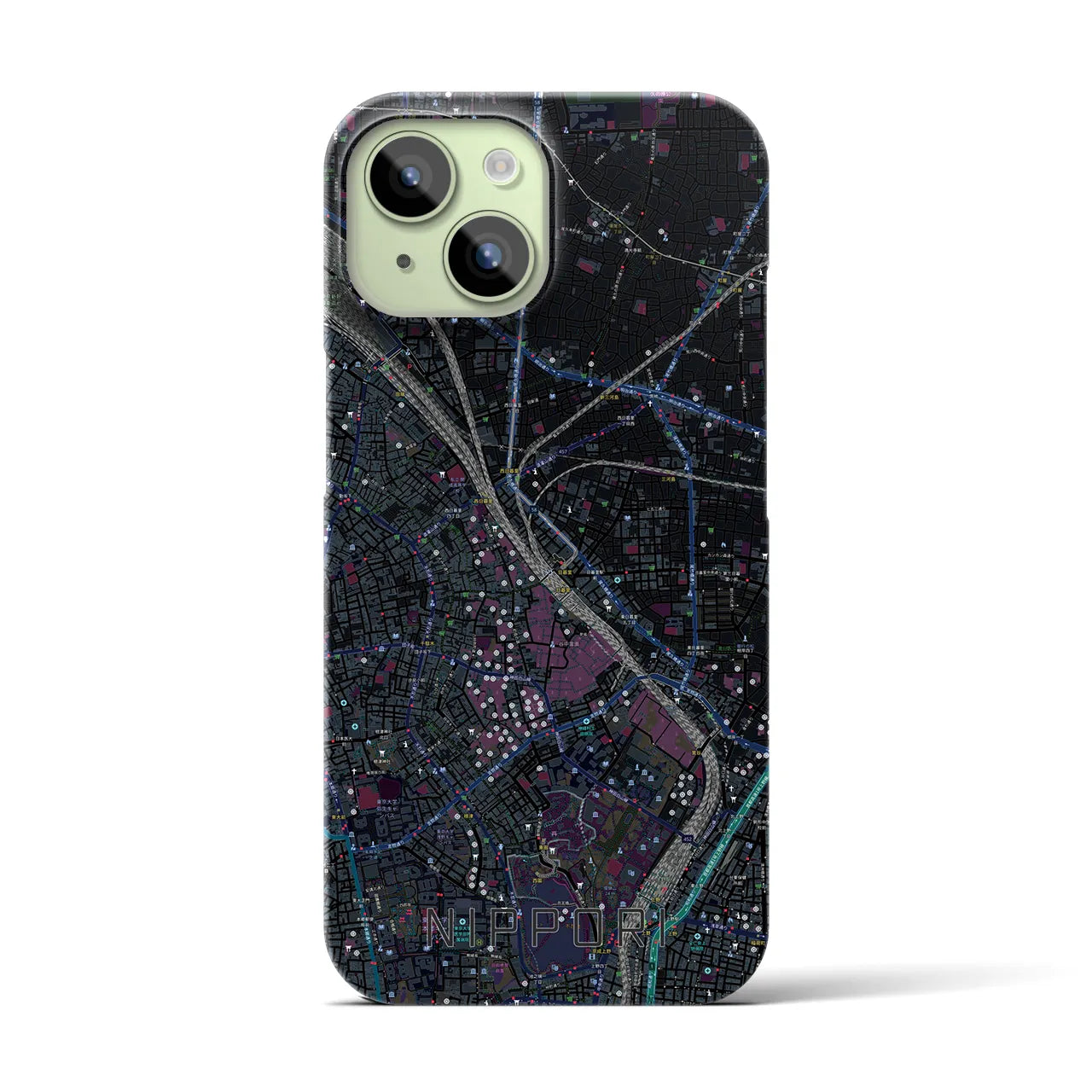 【日暮里(東京都)】地図柄iPhoneケース(バックカバータイプ)