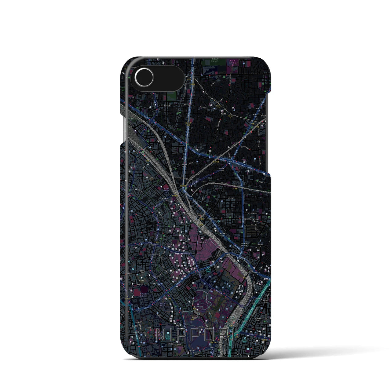 【日暮里(東京都)】地図柄iPhoneケース(バックカバータイプ)