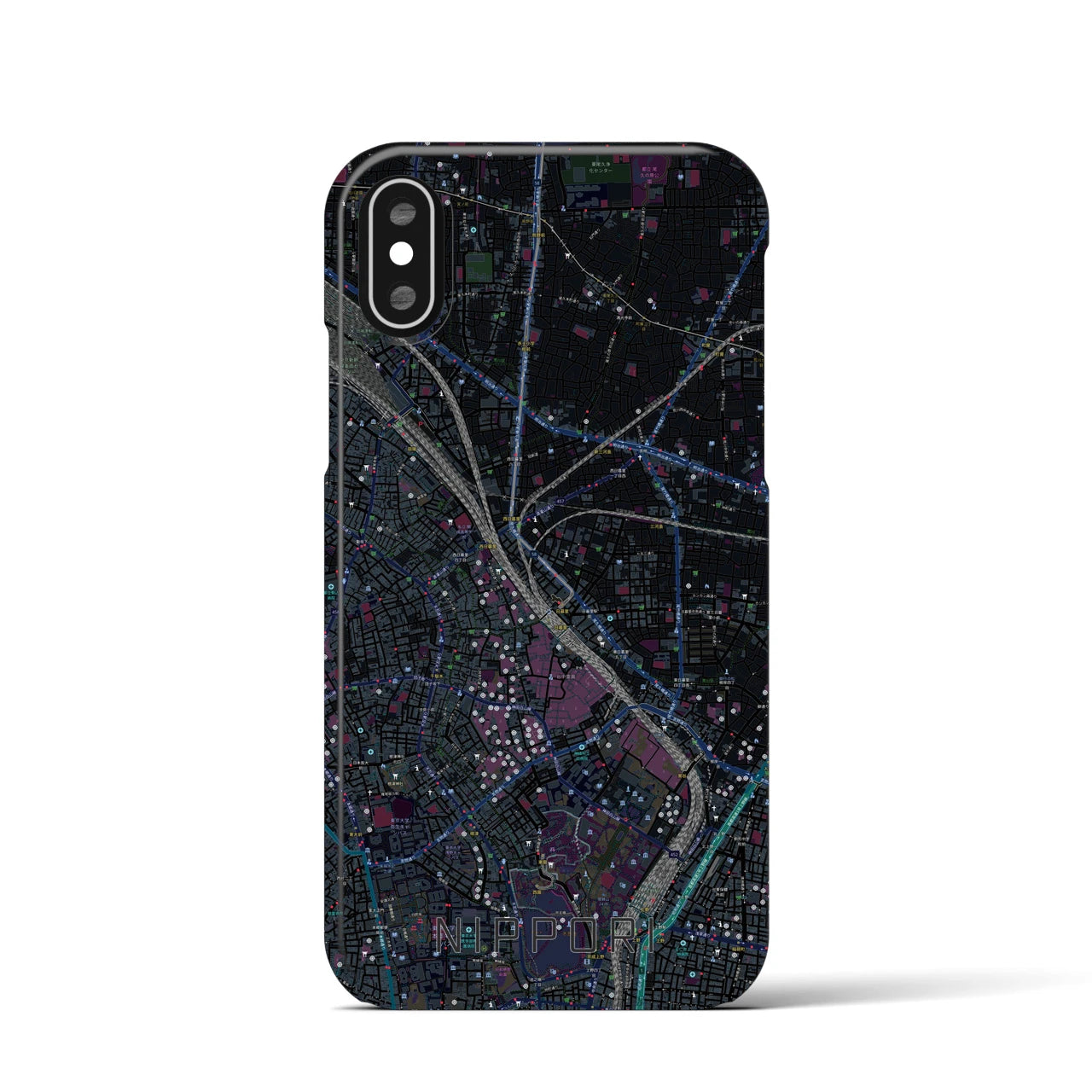 【日暮里(東京都)】地図柄iPhoneケース(バックカバータイプ)