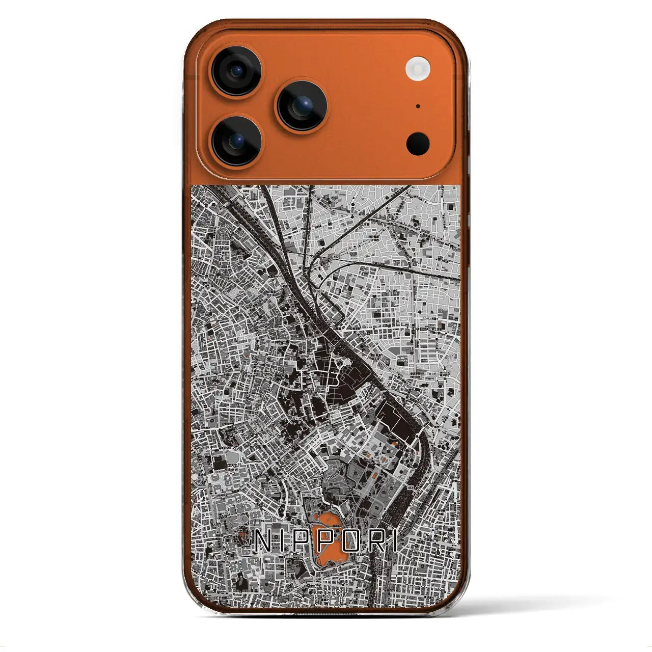 【日暮里(東京都)】地図柄iPhoneケース(クリアタイプ)モノトーン・iPhone 17 Pro Max 用