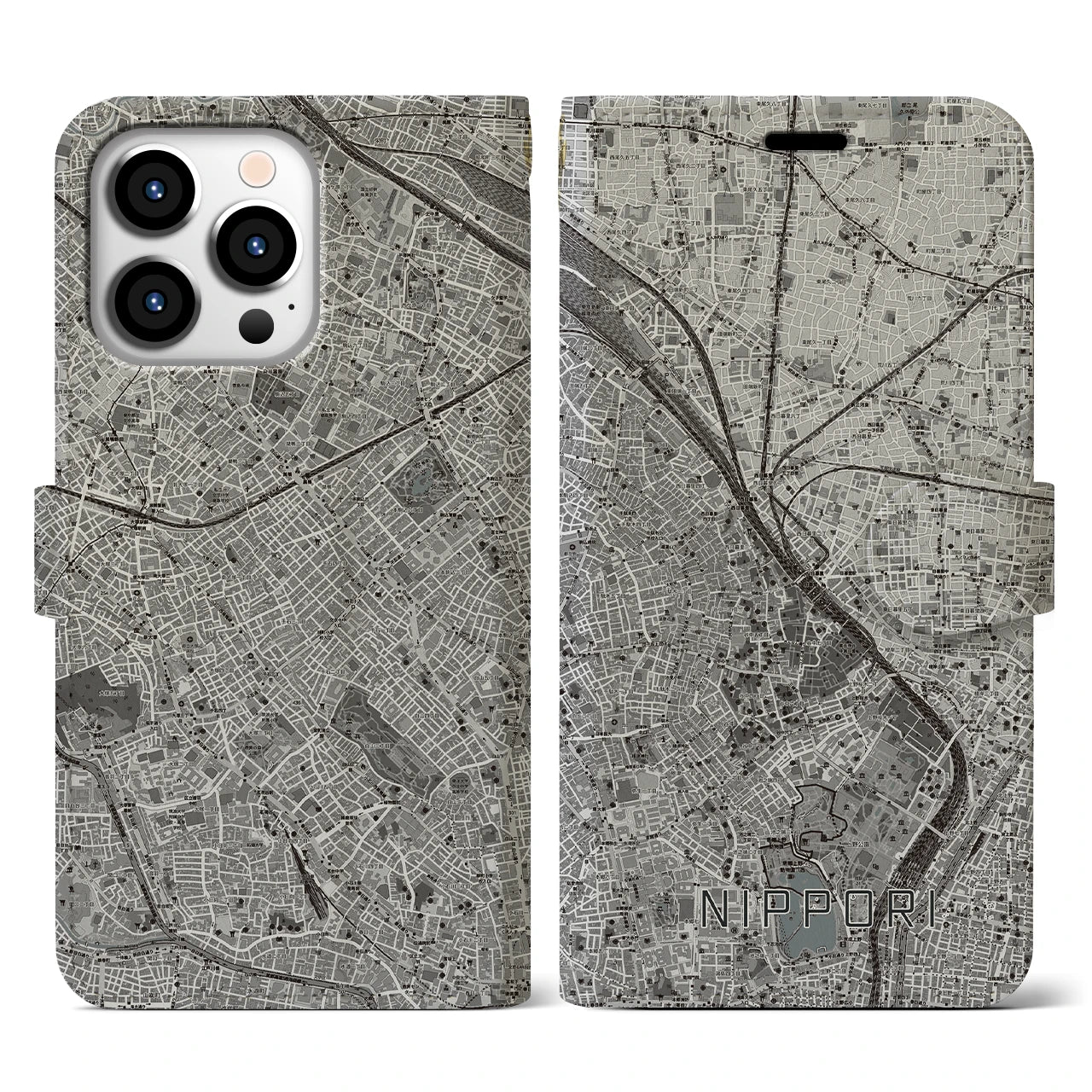 【日暮里(東京都)】地図柄iPhoneケース(手帳タイプ)