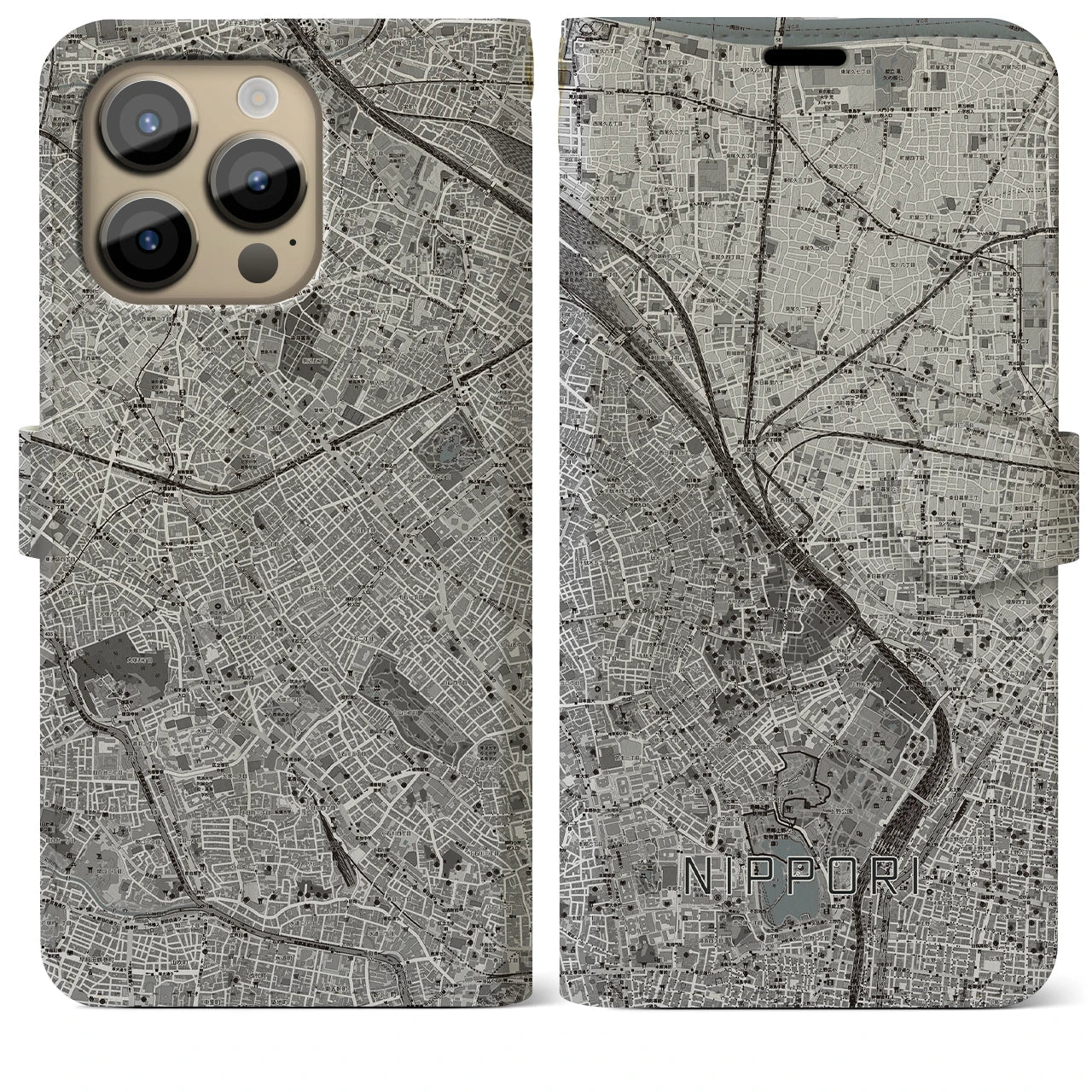 【日暮里(東京都)】地図柄iPhoneケース(手帳タイプ)