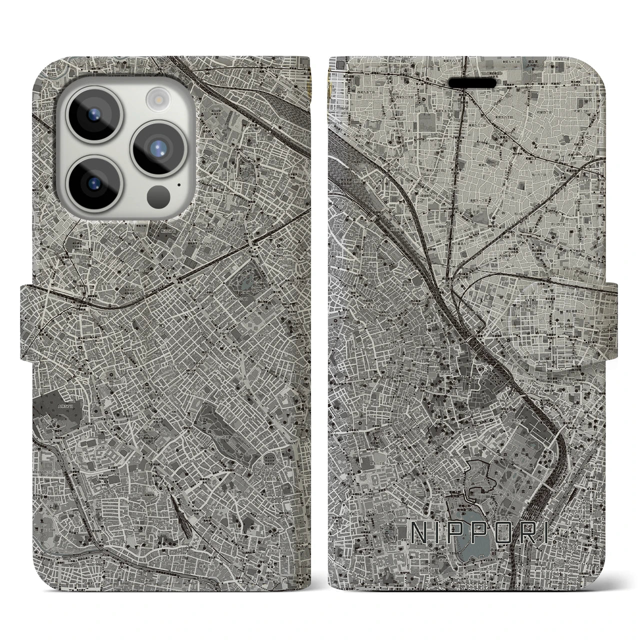 【日暮里(東京都)】地図柄iPhoneケース(手帳タイプ)