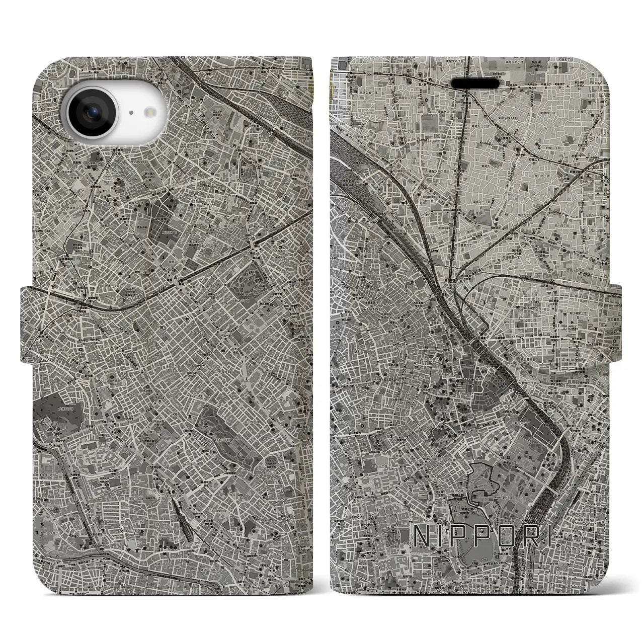 【日暮里(東京都)】地図柄iPhoneケース(手帳タイプ)